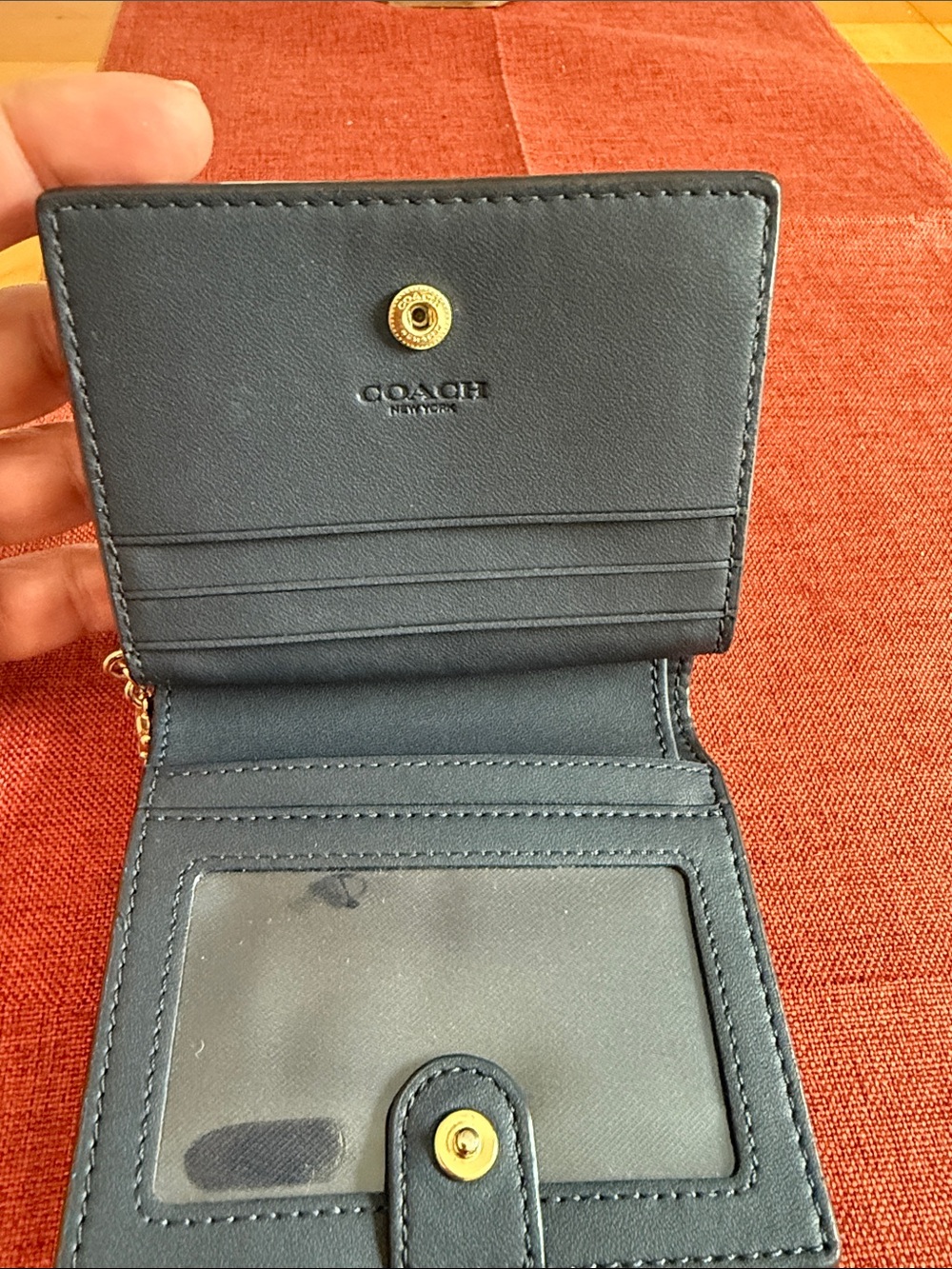 Coach Olive Pebbled Leather Compact Wallet with Gold Logo - Picture 5 of 8